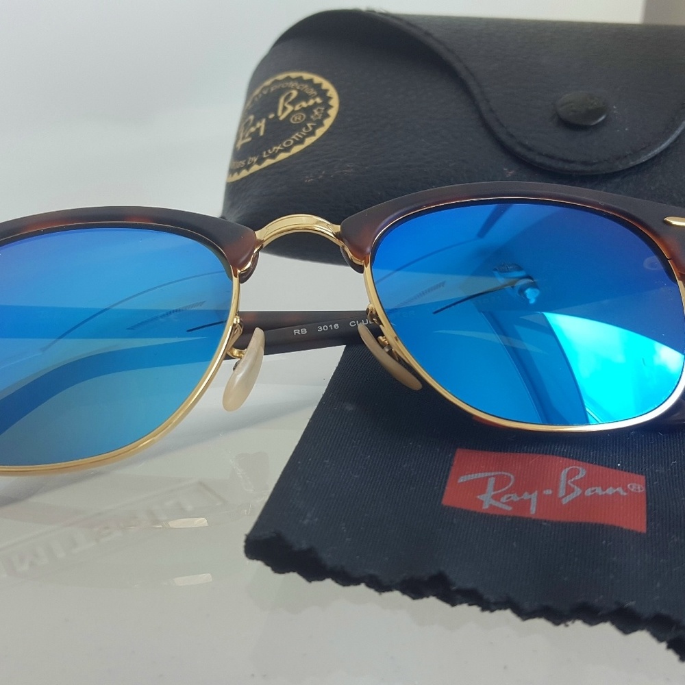 Ray-Ban 3016 Clubmaster - blue lens+tortoise frame